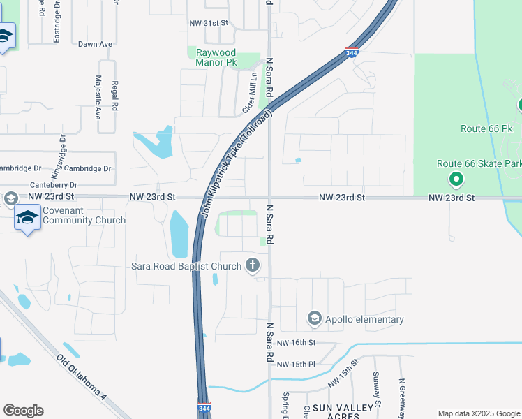 map of restaurants, bars, coffee shops, grocery stores, and more near 2310 Starwood Way in Yukon