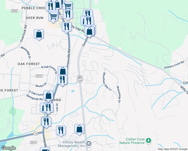 map of restaurants, bars, coffee shops, grocery stores, and more near 1200 Kensington Place in Asheville
