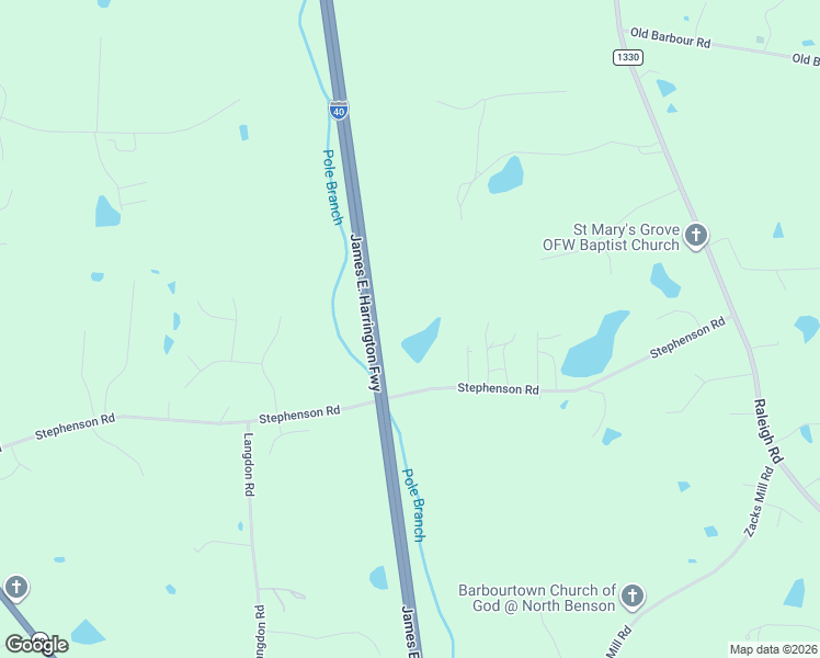 map of restaurants, bars, coffee shops, grocery stores, and more near 750 Stephenson Road in Benson