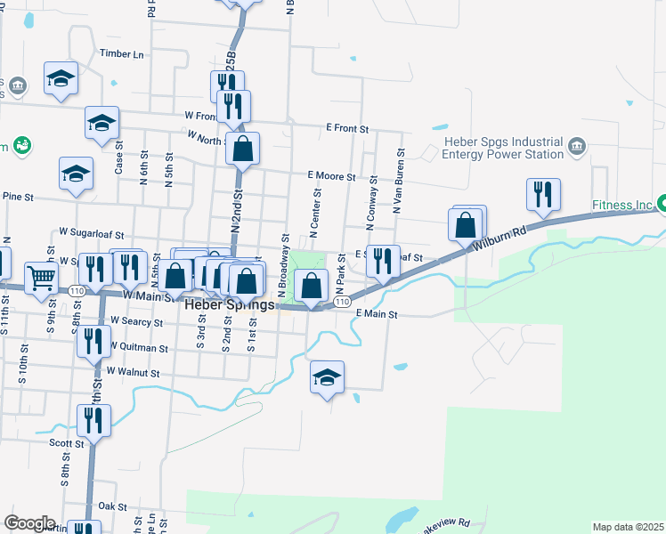 map of restaurants, bars, coffee shops, grocery stores, and more near 209 Frauenthal Street in Heber Springs