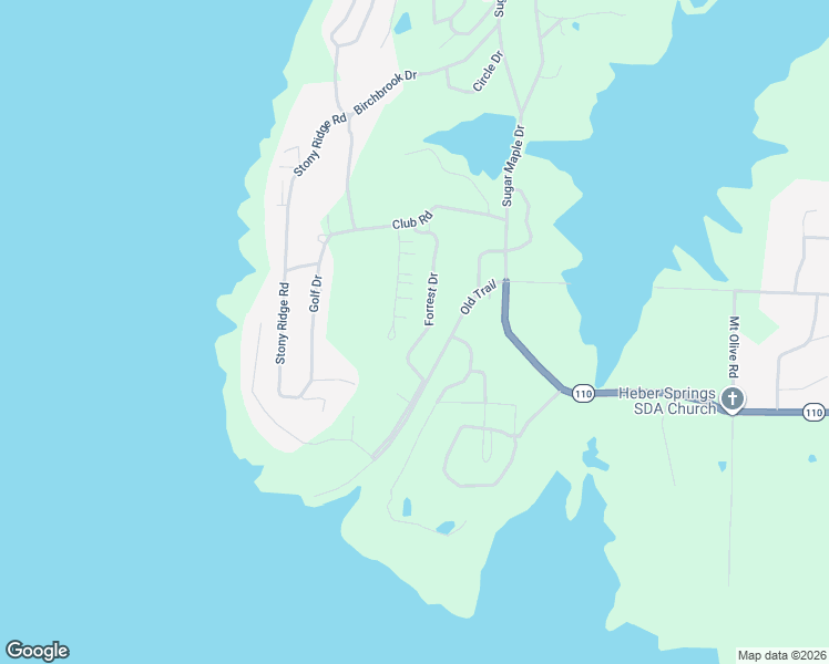 map of restaurants, bars, coffee shops, grocery stores, and more near 430 Forrest Drive in Heber Springs