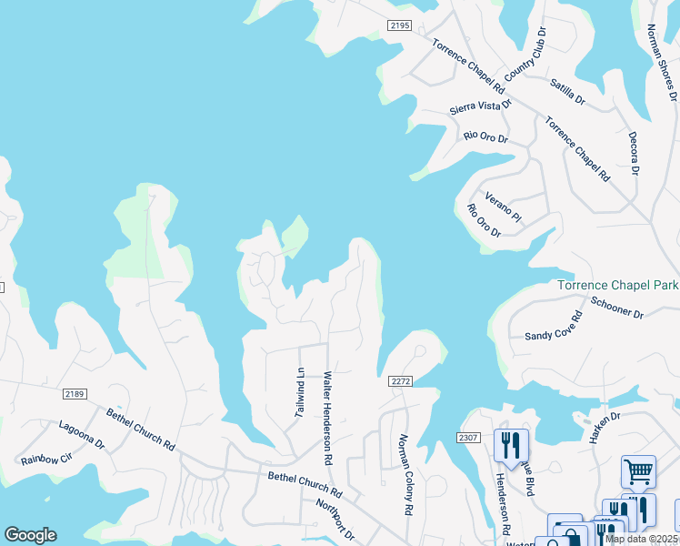 map of restaurants, bars, coffee shops, grocery stores, and more near 20407 Harborgate Court in Cornelius
