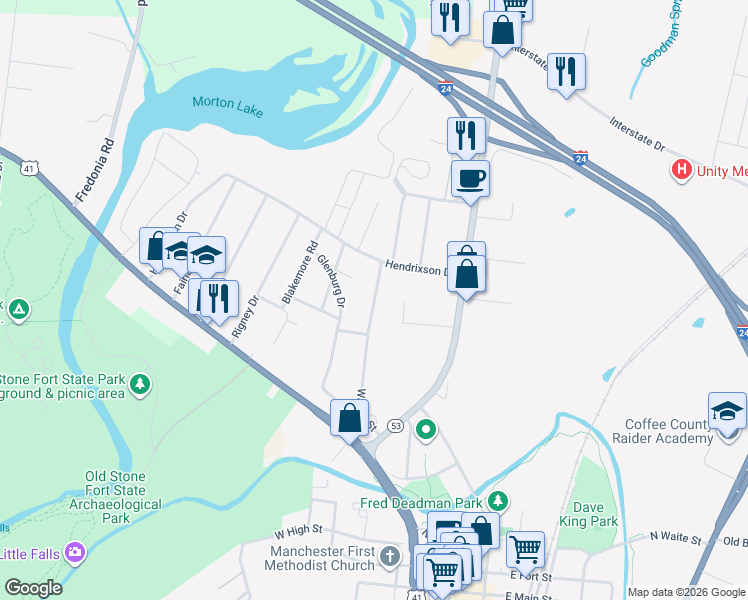 map of restaurants, bars, coffee shops, grocery stores, and more near 342 Walker Street in Manchester