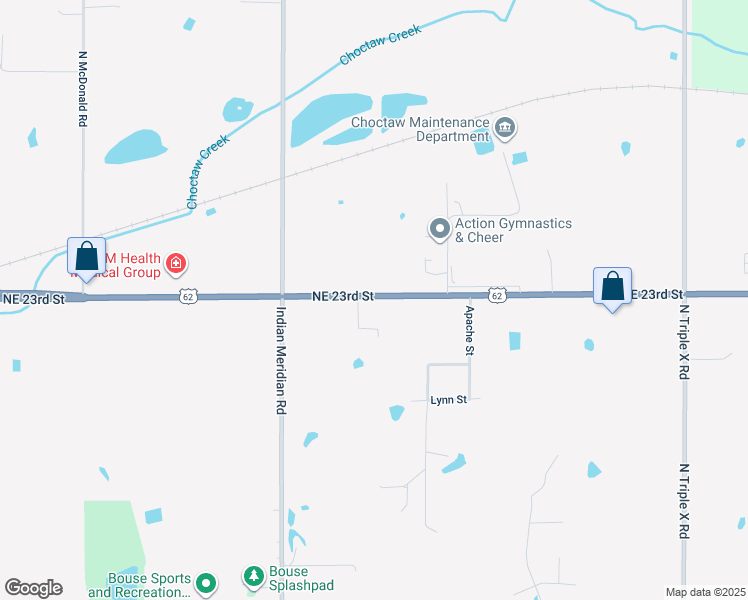 map of restaurants, bars, coffee shops, grocery stores, and more near 16198 Northeast 23rd Street in Choctaw