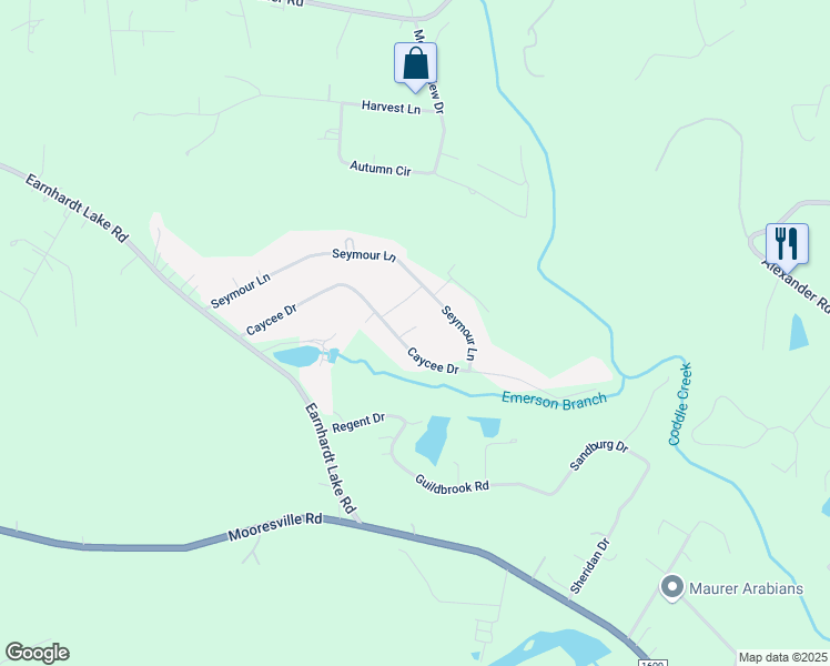map of restaurants, bars, coffee shops, grocery stores, and more near 9416 Caycee Drive in Davidson
