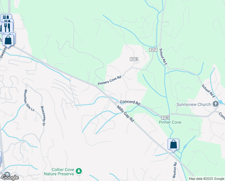 map of restaurants, bars, coffee shops, grocery stores, and more near 18 Clove Bud Court in Asheville
