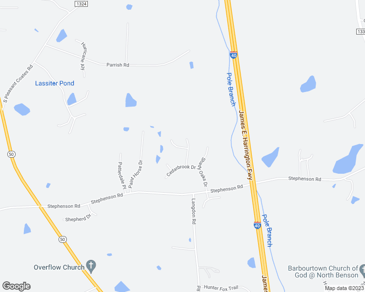 map of restaurants, bars, coffee shops, grocery stores, and more near 24 Blackberry Lane in Benson