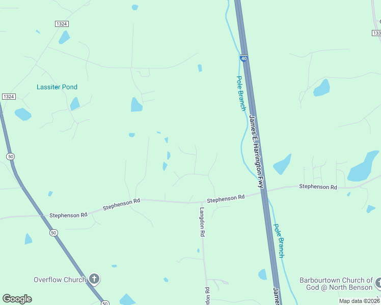 map of restaurants, bars, coffee shops, grocery stores, and more near 24 Blackberry Lane in Benson