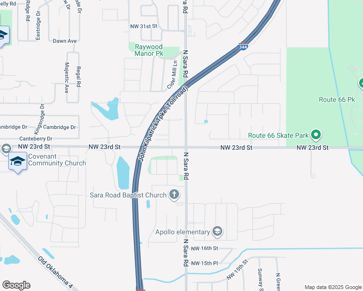 map of restaurants, bars, coffee shops, grocery stores, and more near 2310 Starwood Way in Yukon