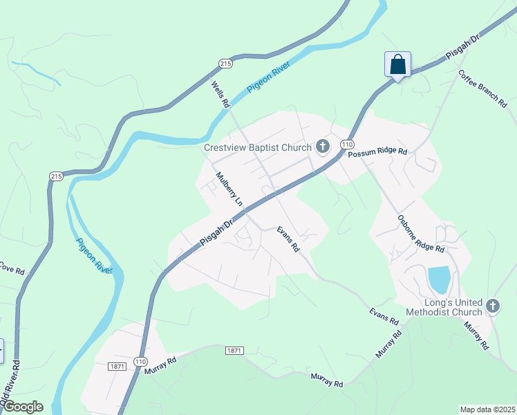 map of restaurants, bars, coffee shops, grocery stores, and more near 3511 Pisgah Drive in Canton