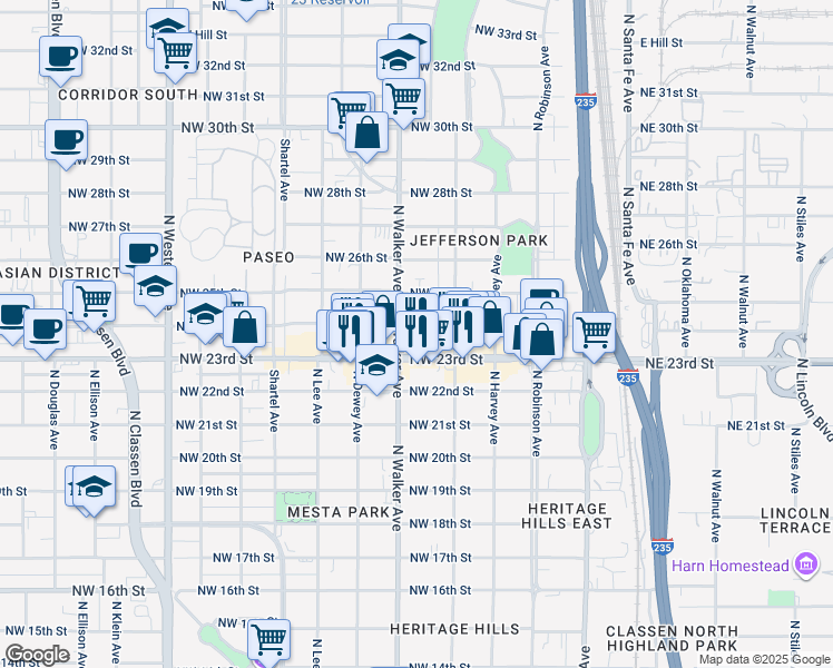map of restaurants, bars, coffee shops, grocery stores, and more near 430 Northwest 24th Street in Oklahoma City