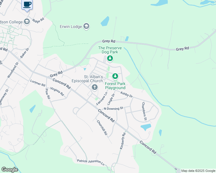 map of restaurants, bars, coffee shops, grocery stores, and more near 241 Fairview Lane in Davidson