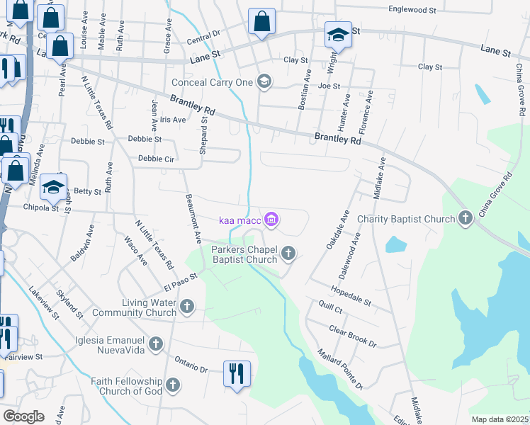 map of restaurants, bars, coffee shops, grocery stores, and more near 1525 Kingston Drive in Kannapolis