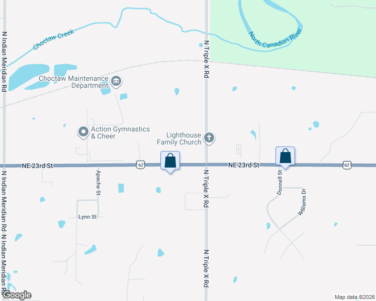 map of restaurants, bars, coffee shops, grocery stores, and more near 16943 Northeast 23rd Street in Choctaw