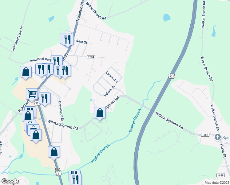 map of restaurants, bars, coffee shops, grocery stores, and more near 117 Mallory Tai Drive in Lincolnton