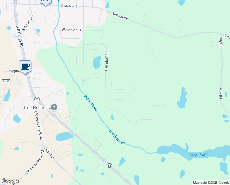 map of restaurants, bars, coffee shops, grocery stores, and more near 70 Foxfield Drive in Angier