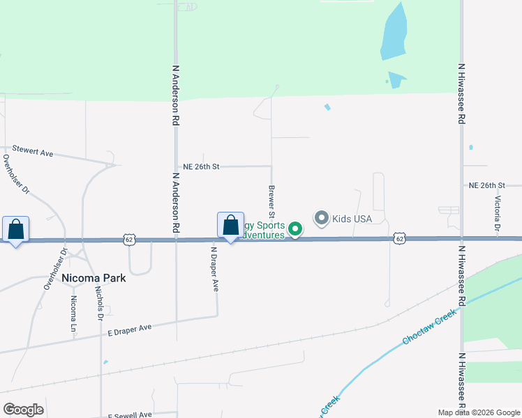 map of restaurants, bars, coffee shops, grocery stores, and more near 2419 Brewer Street in Choctaw