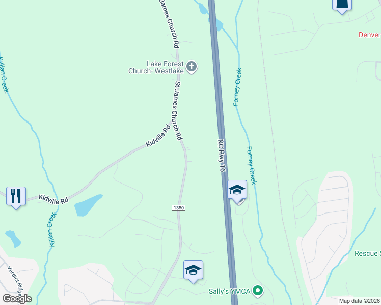 map of restaurants, bars, coffee shops, grocery stores, and more near 2137 Saint James Church Road in Denver