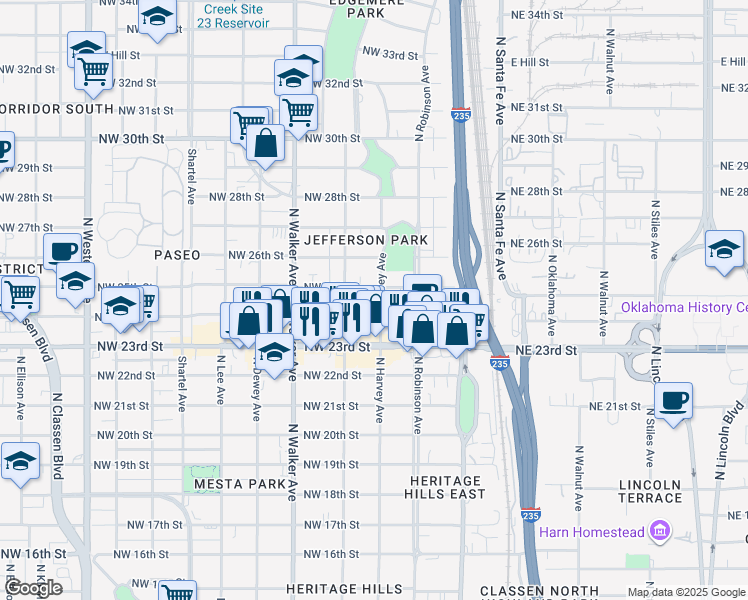 map of restaurants, bars, coffee shops, grocery stores, and more near 311 Northwest 24th Street in Oklahoma City