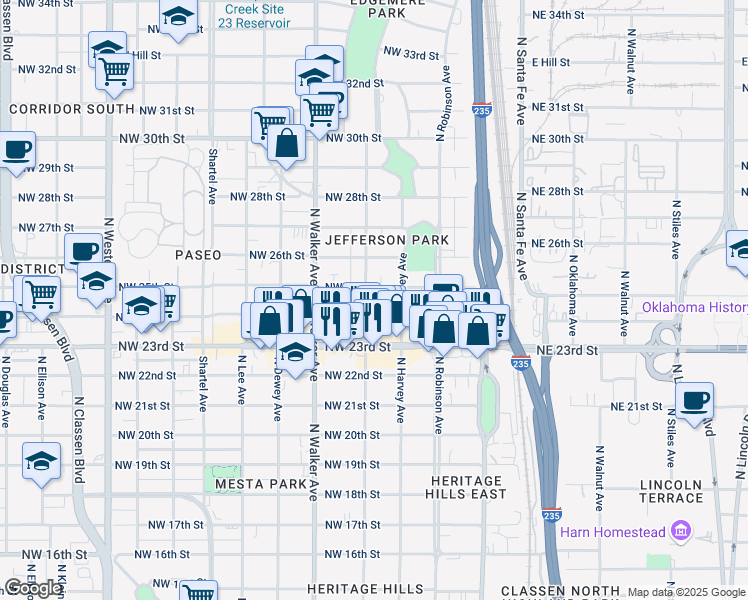 map of restaurants, bars, coffee shops, grocery stores, and more near 311 Northwest 24th Street in Oklahoma City
