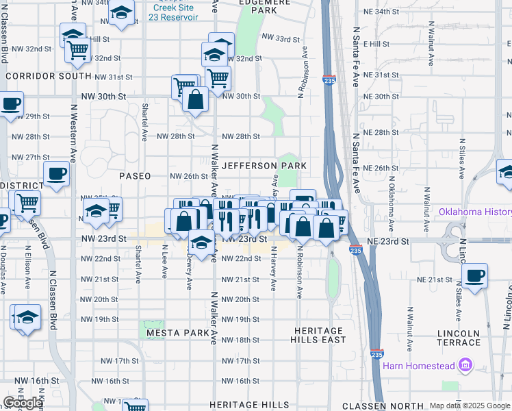 map of restaurants, bars, coffee shops, grocery stores, and more near 311 Northwest 24th Street in Oklahoma City
