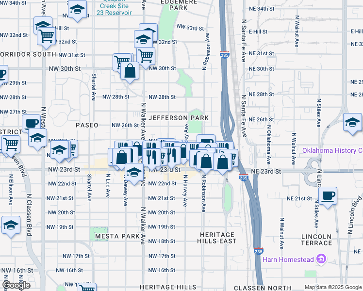 map of restaurants, bars, coffee shops, grocery stores, and more near 311 Northwest 24th Street in Oklahoma City