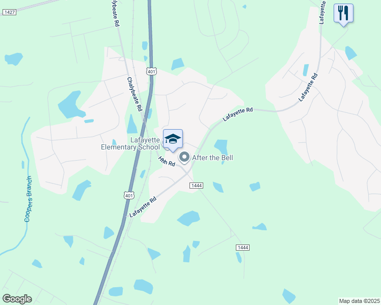 map of restaurants, bars, coffee shops, grocery stores, and more near 451 Lafayette Road in Fuquay Varina