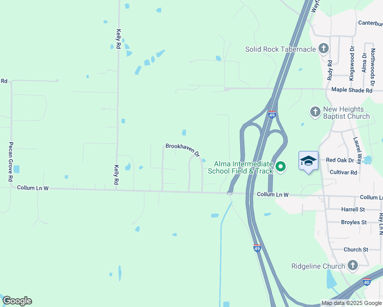 map of restaurants, bars, coffee shops, grocery stores, and more near 2224 Brookhaven Drive in Alma