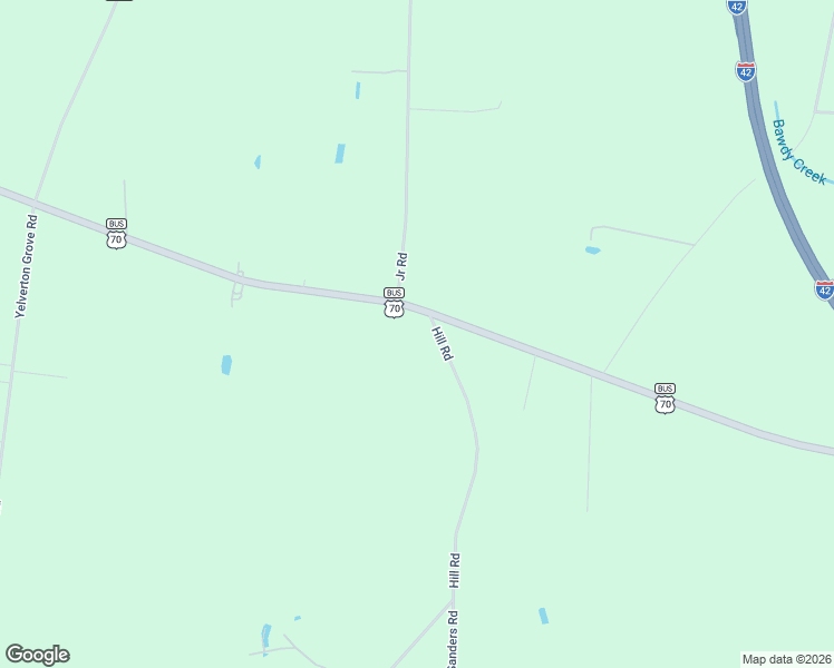 map of restaurants, bars, coffee shops, grocery stores, and more near 3492 US Highway 70 Bus East in Smithfield