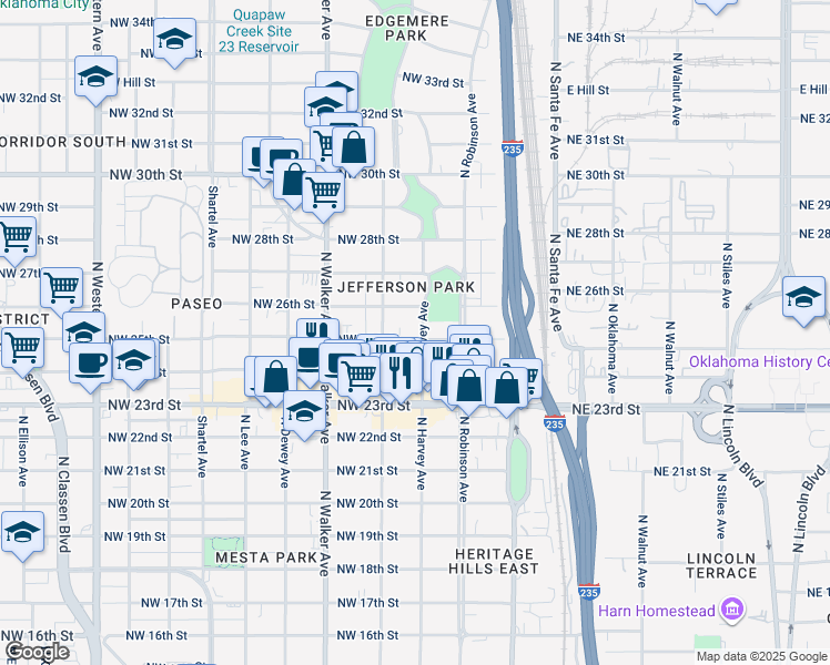 map of restaurants, bars, coffee shops, grocery stores, and more near 312 Northwest 26th Street in Oklahoma City
