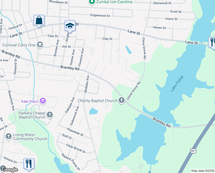 map of restaurants, bars, coffee shops, grocery stores, and more near 2403 Brantley Road in Kannapolis
