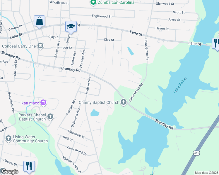map of restaurants, bars, coffee shops, grocery stores, and more near 2403 Brantley Road in Kannapolis