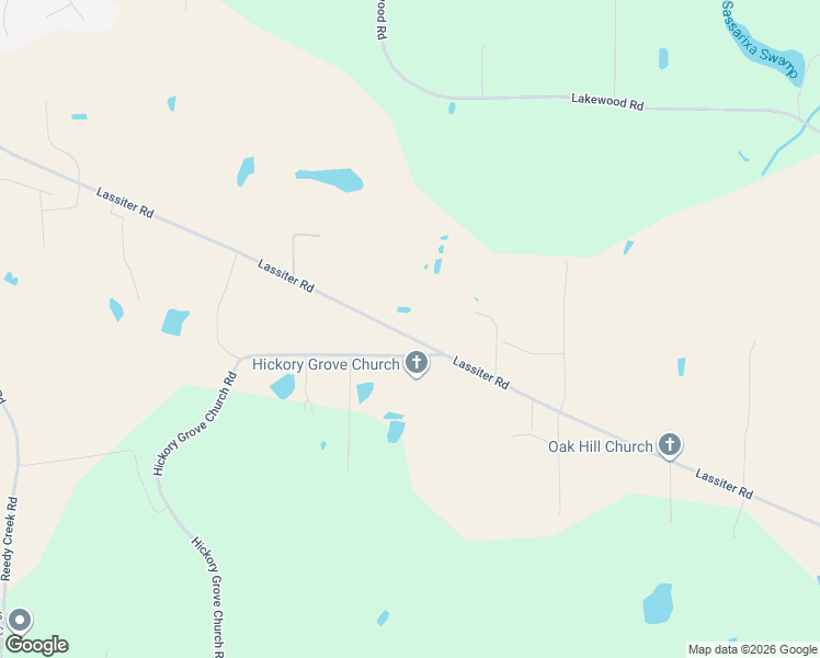 map of restaurants, bars, coffee shops, grocery stores, and more near 2638 Lassiter Road in Four Oaks