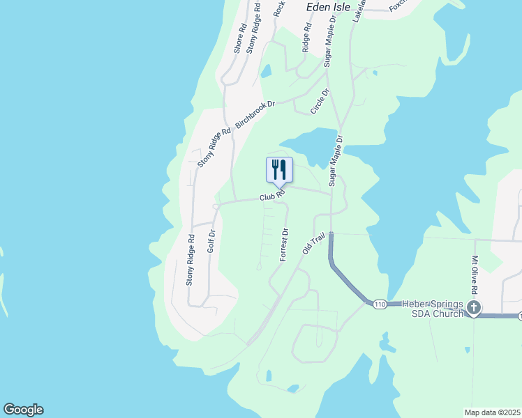 map of restaurants, bars, coffee shops, grocery stores, and more near 458 Orchard Lane in Heber Springs
