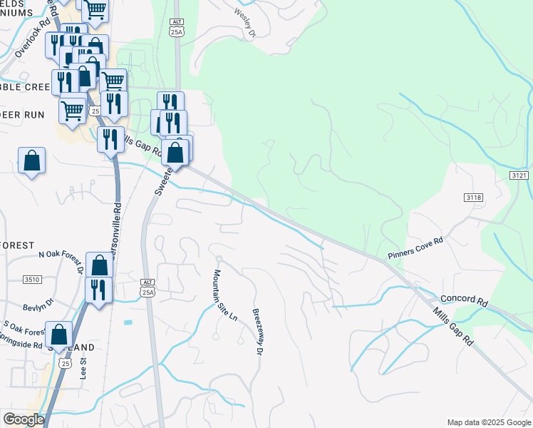map of restaurants, bars, coffee shops, grocery stores, and more near 109 Mills Gap Road in Asheville