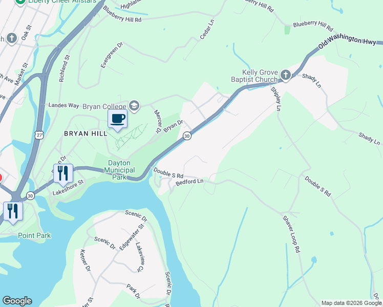 map of restaurants, bars, coffee shops, grocery stores, and more near 208 Quail Ridge Drive in Dayton
