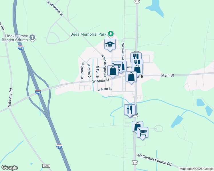 map of restaurants, bars, coffee shops, grocery stores, and more near 105 South Washington Street in Pikeville