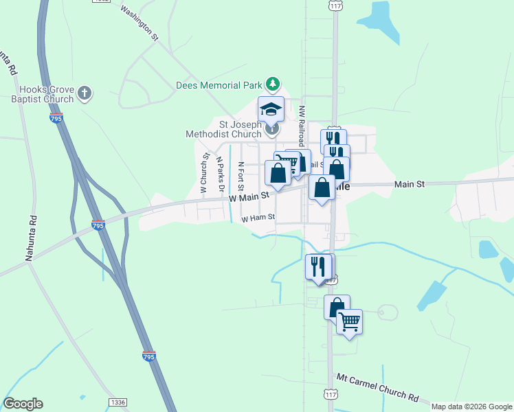 map of restaurants, bars, coffee shops, grocery stores, and more near 104 South Washington Street in Pikeville