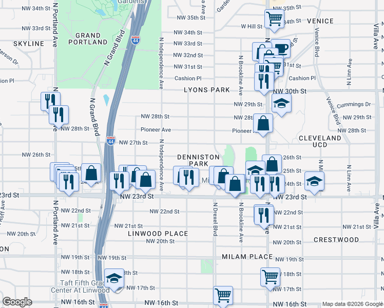 map of restaurants, bars, coffee shops, grocery stores, and more near 3149 NW 26th St in Oklahoma City