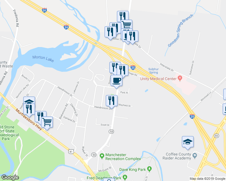 map of restaurants, bars, coffee shops, grocery stores, and more near 603 Woodbury Hwy in Manchester
