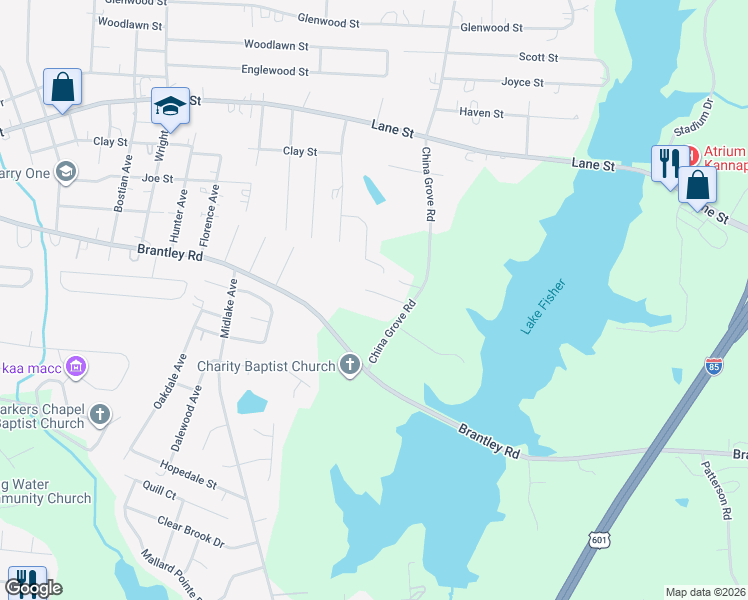 map of restaurants, bars, coffee shops, grocery stores, and more near 357 China Grove Road in Kannapolis