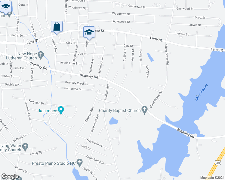 map of restaurants, bars, coffee shops, grocery stores, and more near 2304 Ellerbe Drive in Kannapolis