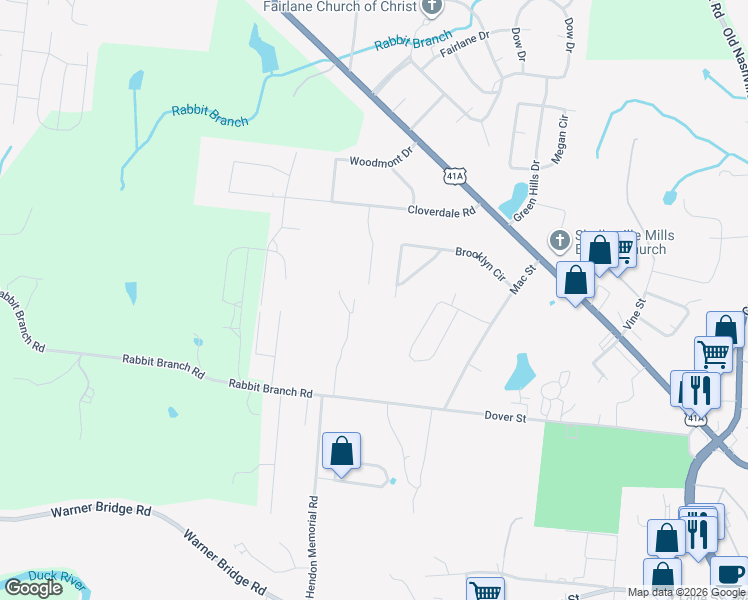 map of restaurants, bars, coffee shops, grocery stores, and more near 222 Brooklyn Circle in Shelbyville