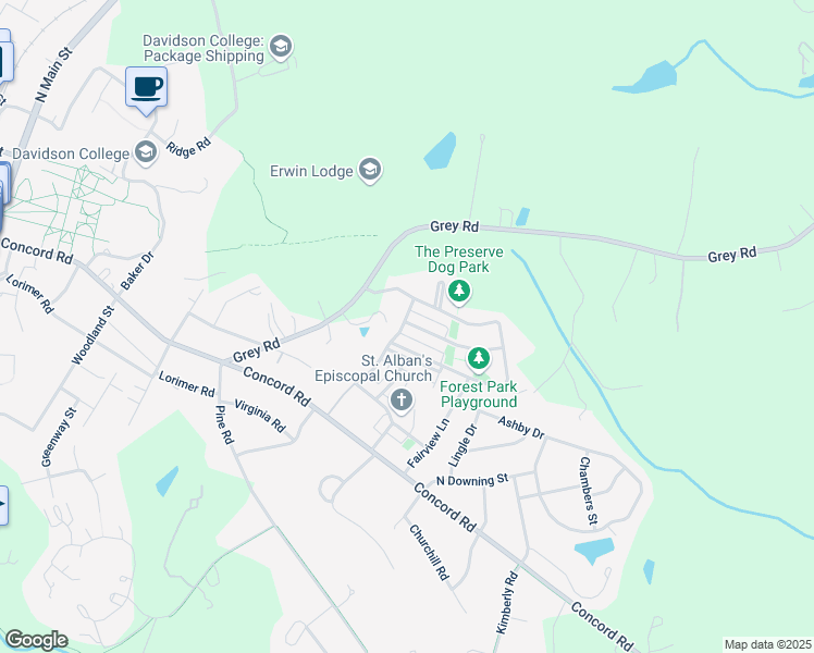 map of restaurants, bars, coffee shops, grocery stores, and more near 136 Harper Lee Street in Davidson