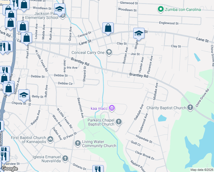 map of restaurants, bars, coffee shops, grocery stores, and more near 2013 Samantha Drive in Kannapolis