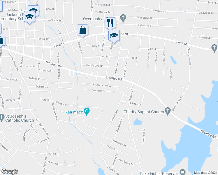 map of restaurants, bars, coffee shops, grocery stores, and more near 2150 Brantley Creek Drive in Kannapolis