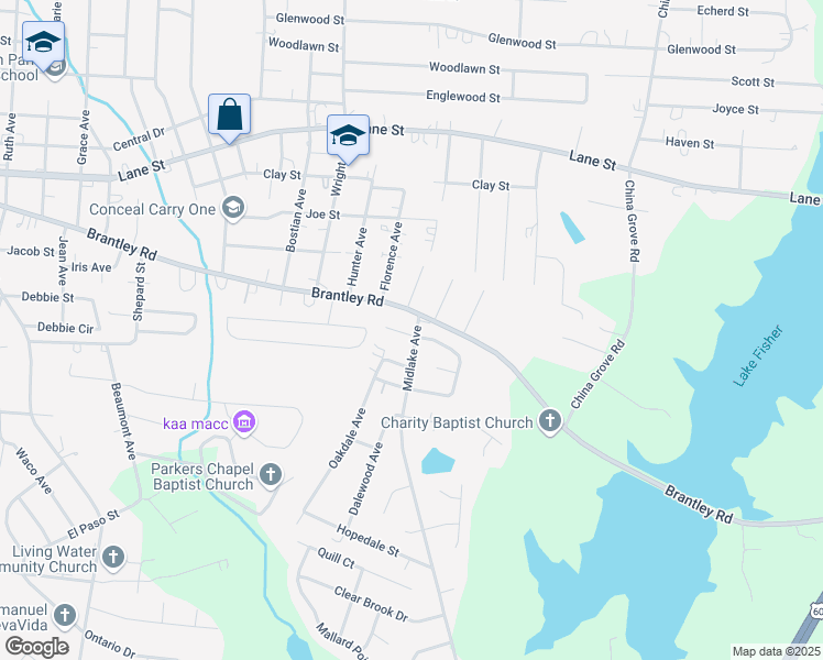 map of restaurants, bars, coffee shops, grocery stores, and more near 2215 Medlin Court in Kannapolis