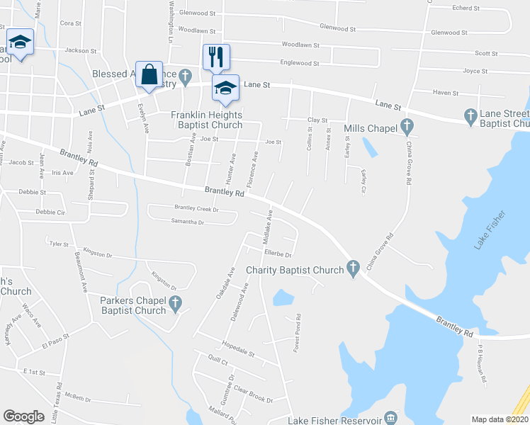 map of restaurants, bars, coffee shops, grocery stores, and more near 2209 Brantley Road in Kannapolis