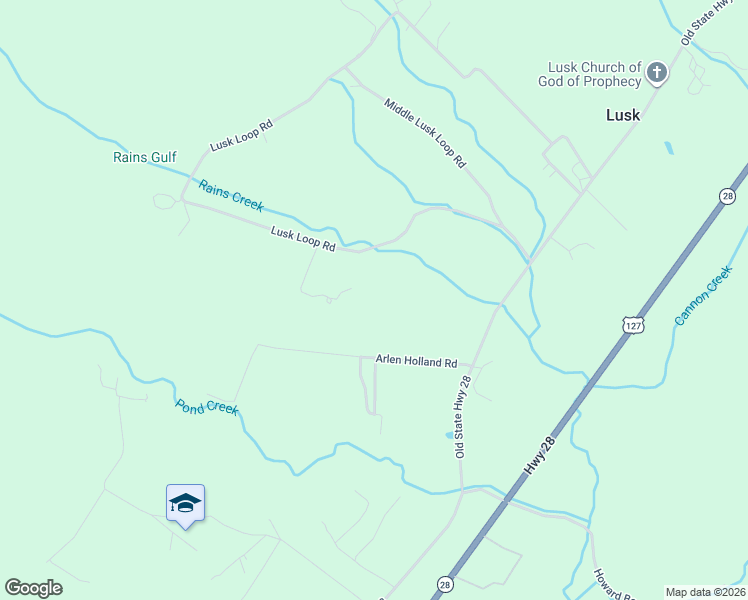 map of restaurants, bars, coffee shops, grocery stores, and more near in Lusk