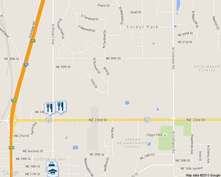map of restaurants, bars, coffee shops, grocery stores, and more near 2700 Bird Drive in Forest Park